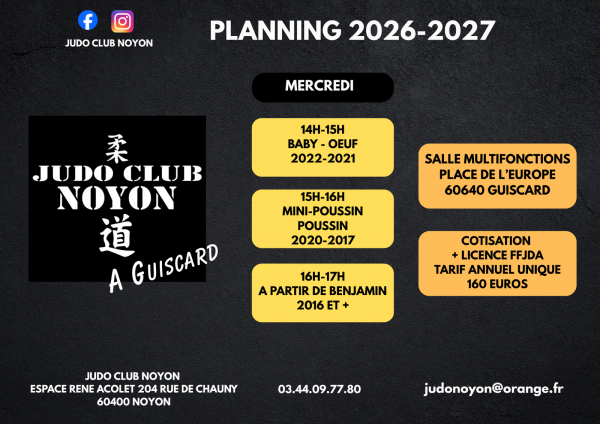 NOUVEAUTES 2026-2027 Le Judo Club Noyon arrive à Guiscard !